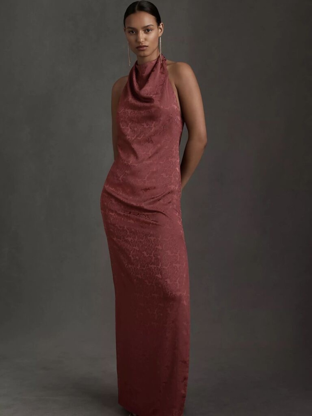 Anthropologie Fame and Partners Chrisley Jacquard Halter Maxi Dress - Size 8